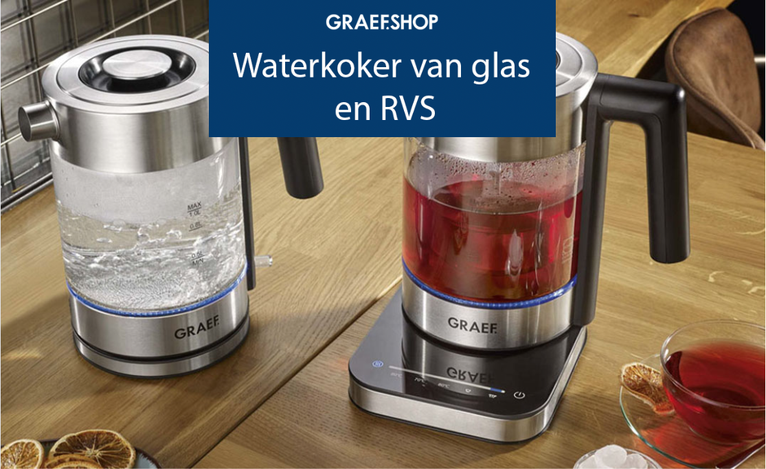 waterkokers van RVS en glas